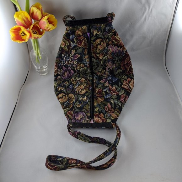 Vintage Handmade Womens Upholstery Folding Velcro Zip Shoulder Bag - Picture 7 of 8